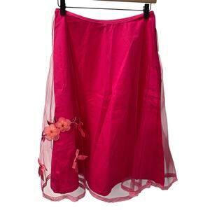 New Luly K New York City Pink Tull Midi Skirt Womens M Style PO4438 Made in USA